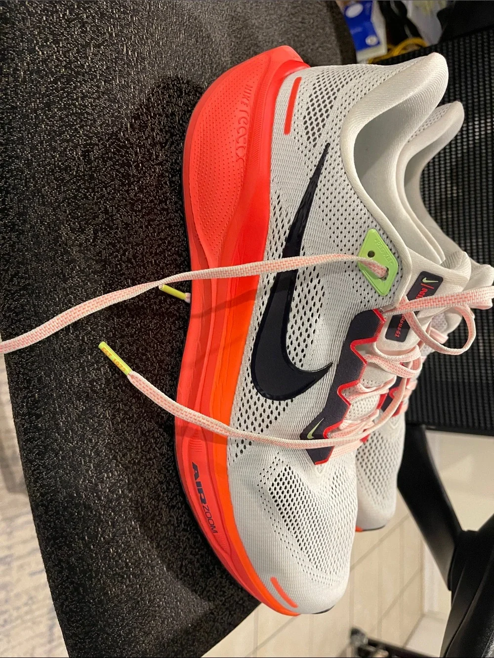 Nike Pegasus 41 White Running Sneakers with Pink Laces and Orange Soles